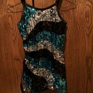 Girls Dance Costume blue and silver sequence top!